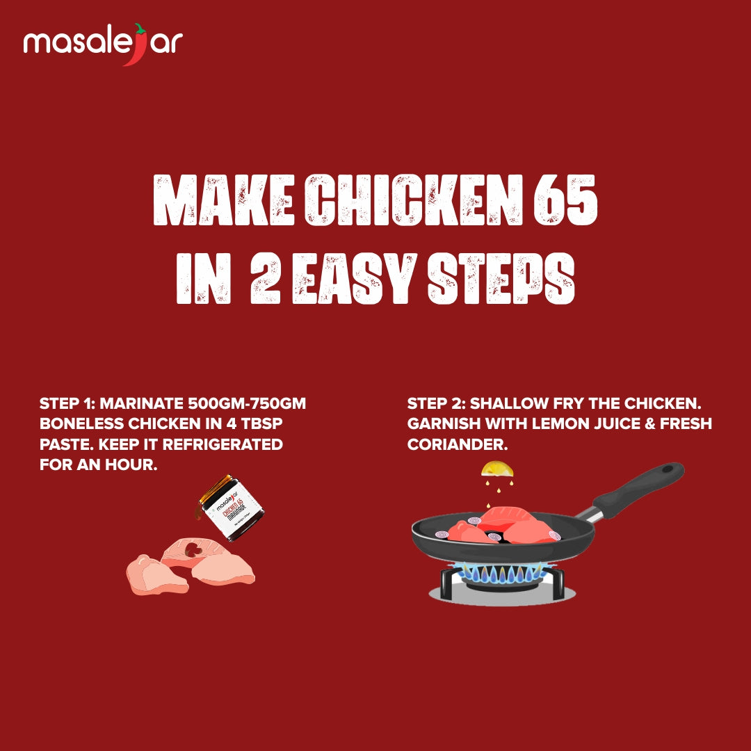 Masalejar Chicken 65 Marinade | Ready to Cook Spice Mix | Just Mix & Cook | Paneer 65 Masala | Chicken 65 Masala | Pack of 1X100 Gram