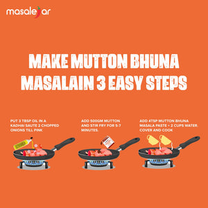 Masalejar Mutton Bhuna Masala 200gm | Ready to cook spice mix | Meat Masala | Bhuna Mutton Masala | Just Mix & Cook | No MSG | (Pack of 1X200gm)