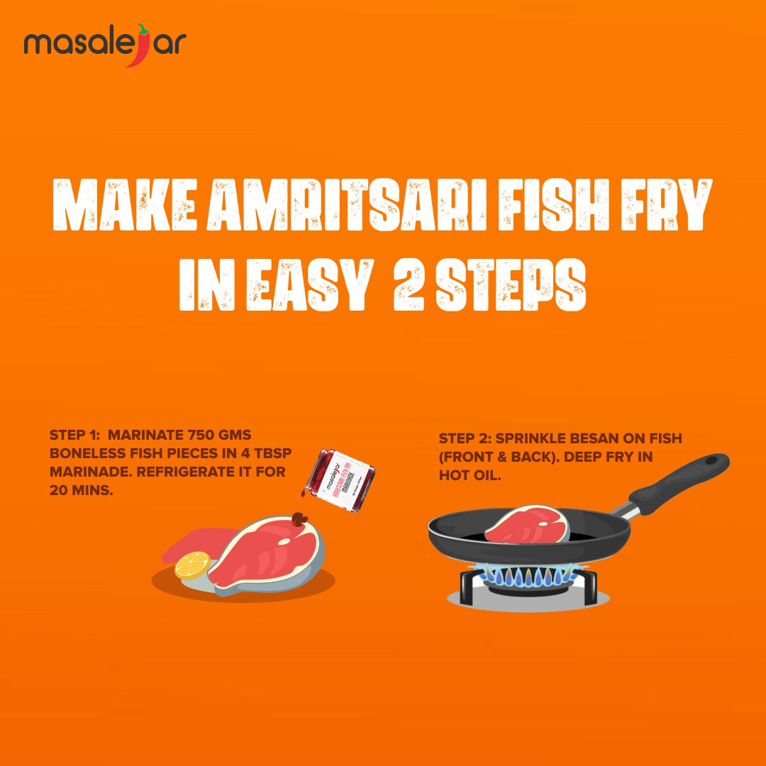 Masalejar Amritsari Fish Fry Marinade | Fish Fry Masala | Fish Masala | Instant Fish Masala | Just Mix & Cook | Cholesterol Free | Trans Fat Free | No added colours (Pack of 1 X 200 Gram)