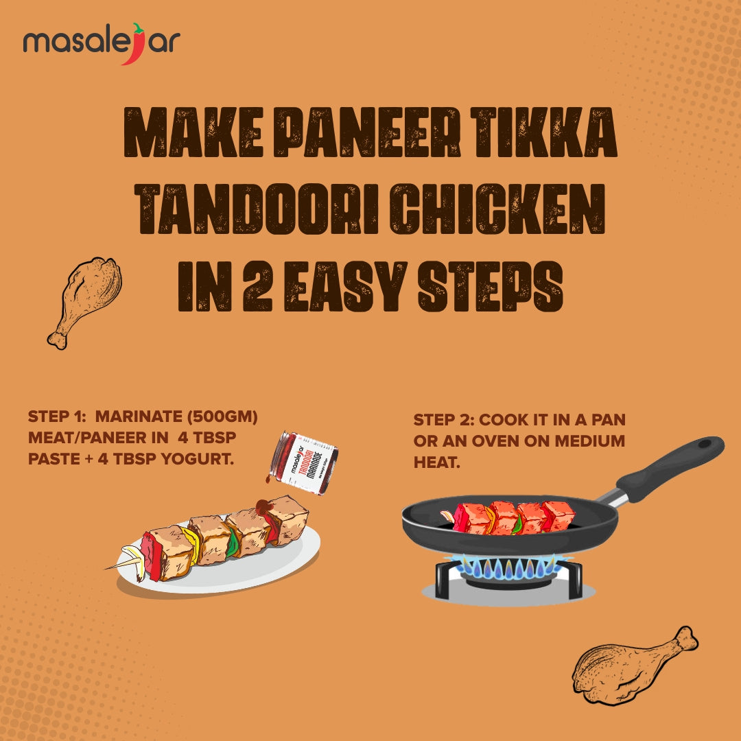 Masalejar Tandoori Marinade | Ready to cook spice mix | Smoky Tandoori Chicken Masala | Paneer Tikka Masala | Mushroom Tikka Masala | Cholesterol Free | Trans Fat Free | No added colours | Pack of 1X100 Gram