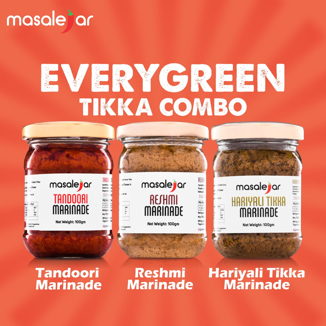 Evergreen Tikka Combo | Tandoori Marinade 100gm, Reshmi Marinade 100gm, Hariyali Marinade 100gm