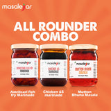 Masalejar All Rounder Combo | Amritsari Fish Fry Marinade + Chicken 65 Marinade + Mutton Bhuna Masala | Ready to Cook Spice Mix | Just Mix & Cook | No MSG (Pack of 3X100gm)