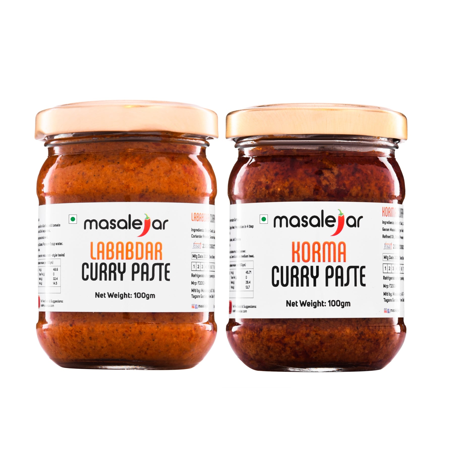 masalejar The Curry Combo | Lababdar Curry Paste + Korma Curry Paste | Ready to Cook Spice Mix | Chicken Korma Masala | Just Mix & Cook | Chicken Masala