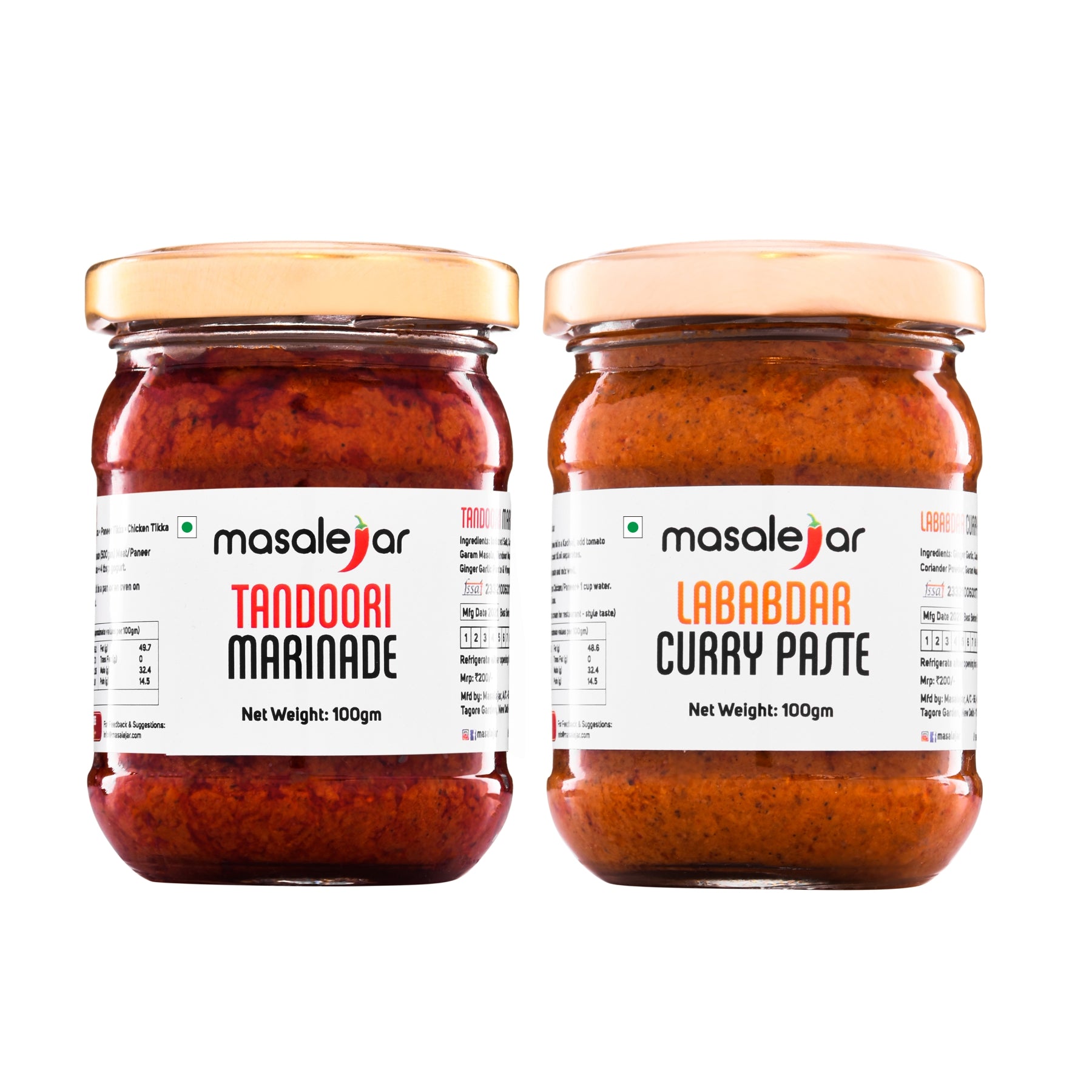 masalejar Flavours of Punjab Combo | Tandoori Marinade + Lababdar Curry Paste | Ready to Cook Spice Mix | Just Mix & Cook | Chicken Masala | Paneer Masala | Curry Masala | Pack of 2X100gm
