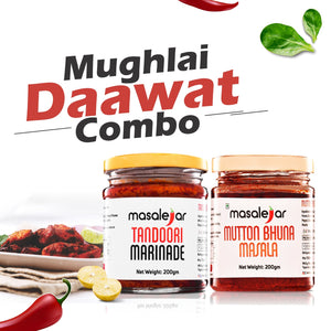 Masalejar Mughlai Daawat Combo Tandoori Marinade 200gm + Mutton Bhuna Masala 200gm | Ready to Cook Spice Mix | Just Mix & Cook | No MSG